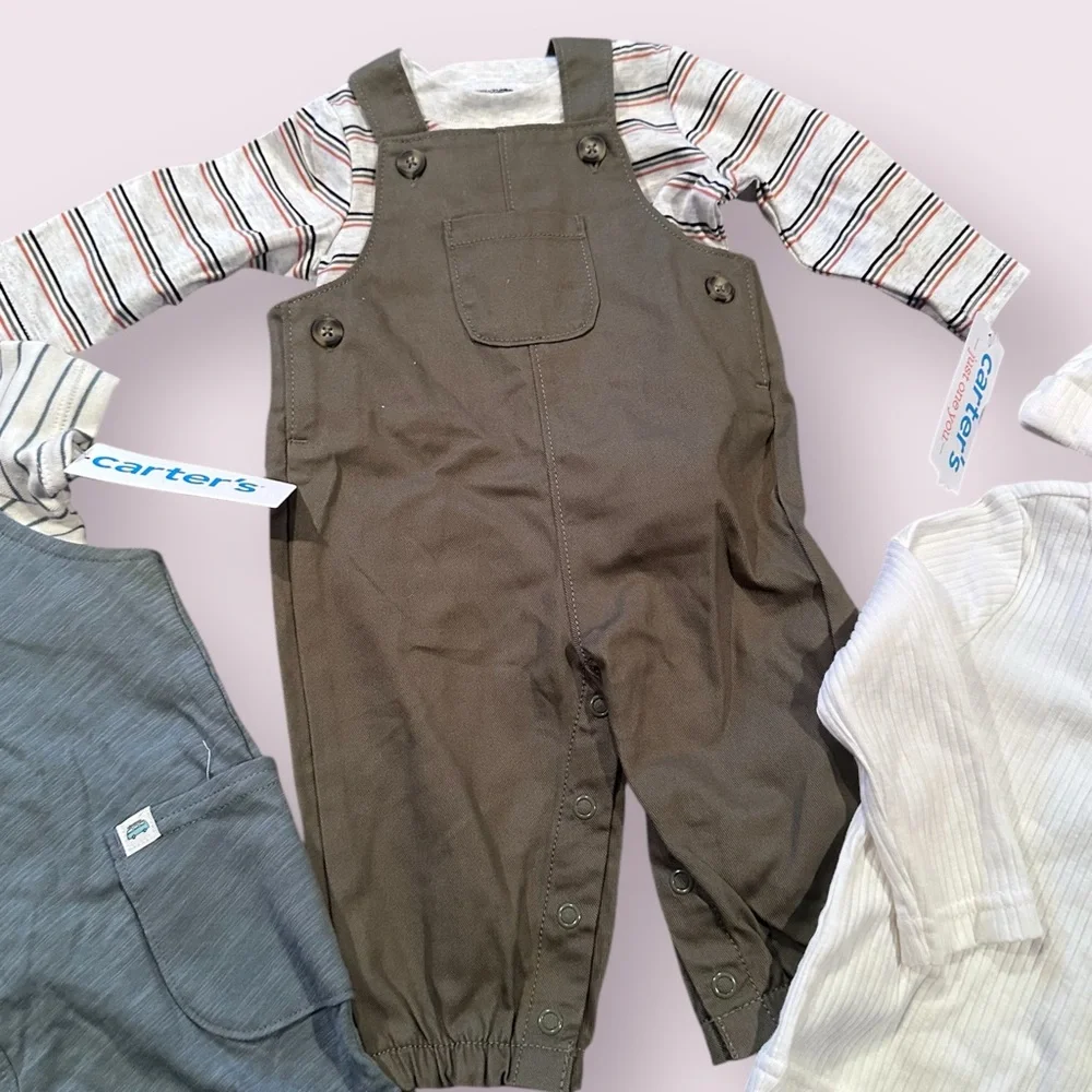 Carter's Baby NWT Overall Outfit Set Stripes Size 3 Mon and 6 Mon